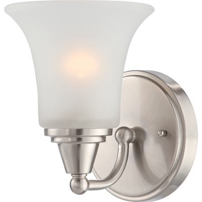 Nuvo Lighting 60/4141  Surrey - 1 Light Vanity Fixture with Frosted Glass in Brushed Nickel Finish